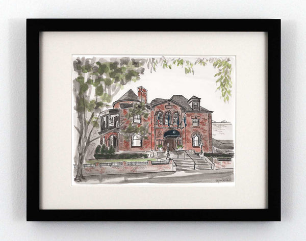 Watercolor painting of the Commonwealth Club in Richmond Virginia