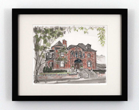 Watercolor painting of the Commonwealth Club in Richmond Virginia