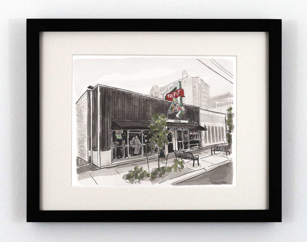 Watercolor painting of Don't Look Back Triple in Richmond Virginia
