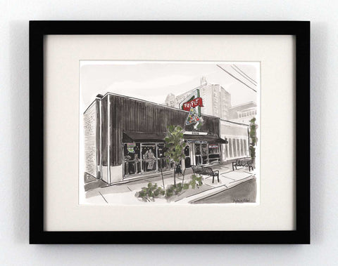 Watercolor painting of Don't Look Back Triple in Richmond Virginia