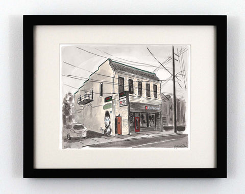 Watercolor painting of RIchmond Virginia's Edo Squid restaurant 