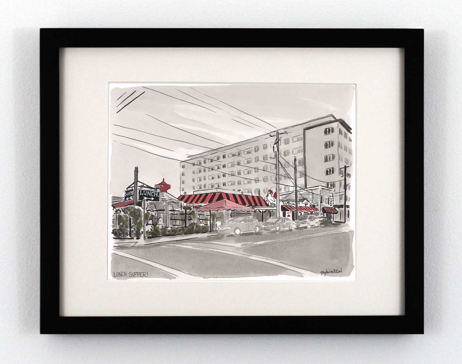 Watercolor painting of Lunch and Supper in Richmond Va