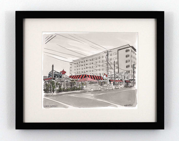 Watercolor painting of Lunch and Supper in Richmond Va