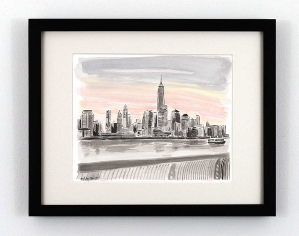 Fine art print of New York City's iconic skyline by artist Peyton Millikan. 
