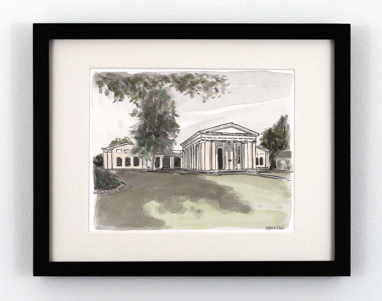 Watercolor painting of Powhatan Courthouse in Powhatan, Virginia