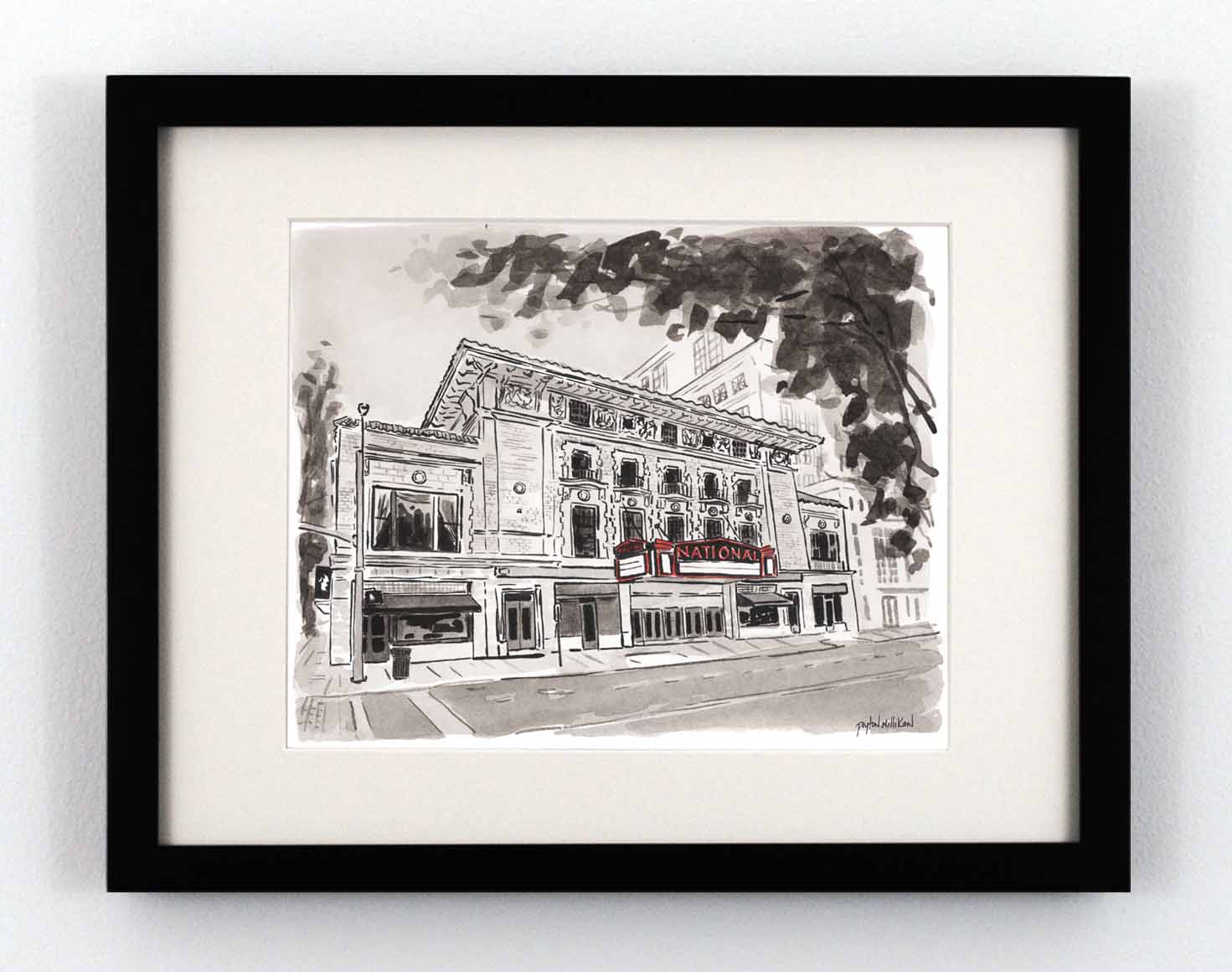 Watercolor painting of the National music venue in Richmond, Virginia