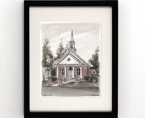 Watercolor painting of Winfree Church in Midlothian Virginia 