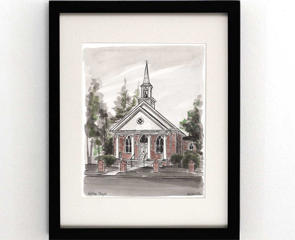 Watercolor painting of Winfree Church in Midlothian Virginia 